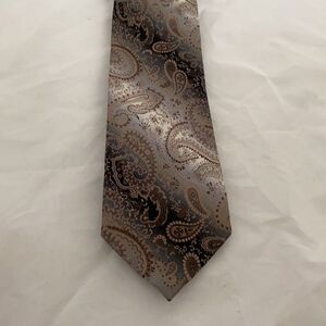 Pierre Cardin Tie Business Casual Paisley Brown Gray Silk Neutral Classic
